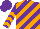 Silk - Purple and orange diagonal stripes, purple sleeves, orange chevrons, purple cap