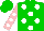 Silk - Green, white spots, white spots on pink sleeves