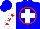 Silk - Blue, red circle, white cross, red stars on white sleeves