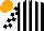 Silk - Black & white stripes, check sleeves, orange cap