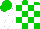 Silk - Green and white blocks, white sleeves, green cap