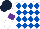 Silk - White and royal blue diamonds, white sleeves, purple armlets, dark blue cap
