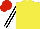 Silk - Yellow, black and white striped sleeves, red cap