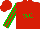 Silk - Red, green 'wc,' green stripes on sleeves, red cap