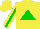 Silk - Yellow, green triangle, green stripe on sleeves, yellow cap
