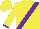 Silk - Yellow,purple sash on front and back, purple cuffs