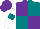 Silk - Purple and teal quarters, teal band on white sleeves