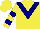 Silk - Yellow, navy blue chevron, navy blue hoops on yellow sleeves, navy blue star on yellow cap