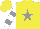 Silk - Yellow, grey star,grey hoops on white sleeves, yellow cap