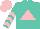 Silk - Turquoise, pink triangle, pink chevrons on sleeves, pink cap