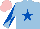 Silk - Light blue, royal blue star, diabolo on sleeves, pink cap