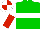 Silk - Green body, white hoop, white arms, red halved, white cap, red quartered
