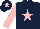 Silk - Dark blue, pink star, sleeves and cap