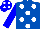 Silk - Royal blue, white dots, blue sleeves, blue cap, white dots