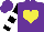 Silk - Purple, yellow heart, black and white bars on sleeves, purple cap