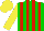 Silk - Green and red stripes, yellow sleeves and cap