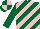 Silk - Dark green and pink diagonal stripes, quartered cap