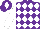Silk - Purple and white checked diamonds, white sleeves, checked diamond cap
