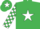 Silk - Emerald Green, White star, checked sleeves, Emerald Green cap, White star