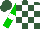 Silk - Hunter green, white blocks, green sleeves, white hoop, hunter green cap