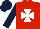 Silk - Red, white maltese cross, dark blue sleeves, dark blue cap