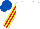 Silk - White, red and yellow striped sleeves, royal blue cap