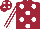 Silk - maroon, white spots, striped sleeves, white spots on cap