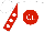 Silk - White, white 'gl' on red ball, white dots on red sleeves
