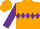 Silk - orange, purple diamond hoop, purple sleeves, orange cap