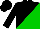 Silk - Black and green diagonal halves