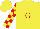 Silk - Yellow, red 'g,' gray horseshoe on back, red blocks on sleeves, yellow cap