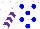 Silk - White, blue dots, purple chevrons on sleeves, white cap