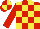 Silk - Red and yellow blocks, red and yellow quartered cap