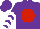 Silk - Purple, black rk on red ball, white chevrons on sleeves, purple cap