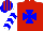Silk - Red, blue maltese cross, white sleeves, blue chevrons, blue and red striped cap, blue peak