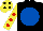 Silk - Black, royal blue disc, yellow sleeves, red spots, yellow cap, black spots