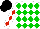 Silk - White, green diamonds, white sleeves, red diamonds, black cap