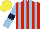 Silk - Red body, light blue stripes, light blue sleeves, dark blue armlets, yellow cap