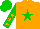 Silk - Orange, green star, orange stars on green sleeves, green cap