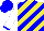 Silk - Yellow & blue diagonal stripes,blue cuffs on white sleeves, blue cap
