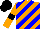 Silk - Orange, blue diagonal stripes, orange sleeves, black armlets, black cap