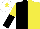 Silk - BLACK & YELLOW HALVED, sleeves reversed, white cap, yellow star