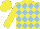 Silk - Yellow and light blue diamonds, yellow sleeves, yellow cap