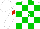Silk - White, green blocks, white 'd' in red diamond on sleeves, white cap