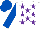 Silk - White, purple stars, royal blue sleeves & cap