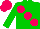 Silk - Green, fuchsia pink ball sash, fuchsia cap