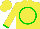 Silk - Yellow, green circle 'l' on back, green cuffs