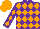 Silk - Purple, orange diamonds, purple and orange diamonds on sleeves, orange cap
