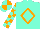 Silk - Aqua, orange diamond frame, orange blocks on sleeves, aqua and orange quartered cap