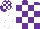 Silk - Purple and white checks, white sleeves, checked cap